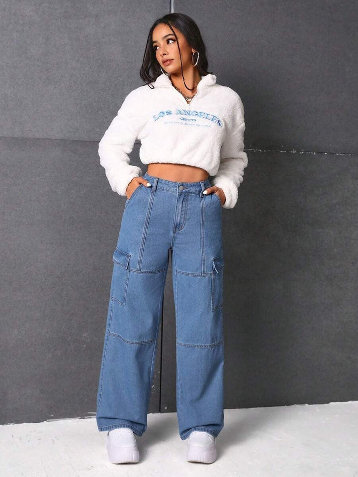 Amelia - High Waist Cargo Jeans