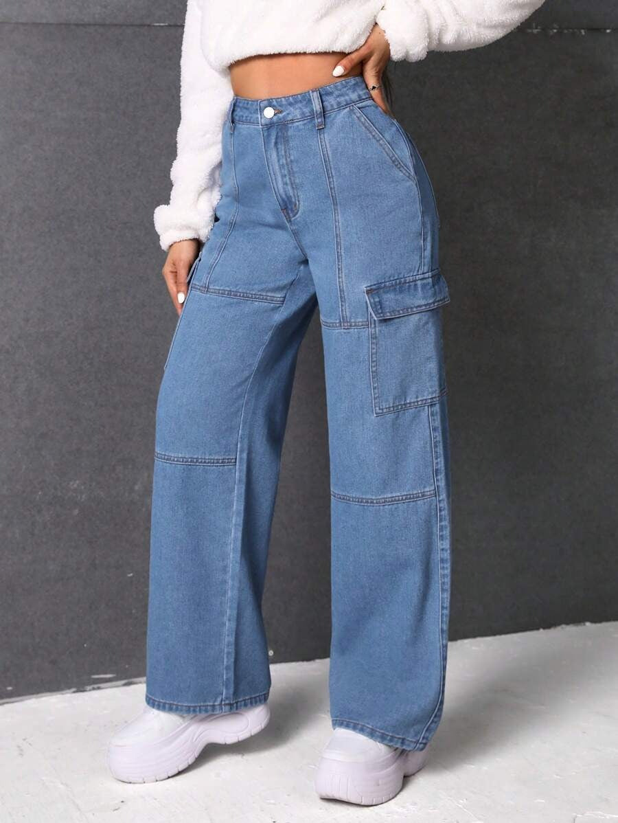 Amelia - High Waist Cargo Jeans